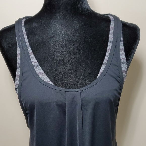 Athleta Black Jacquard Back-Tie Blousy Tankini - Picture 3 of 9